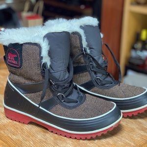 SOREL - Tivoli Brown Herringbone Fur Lined Boots